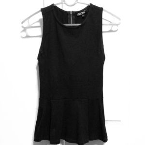 Topshop Stretchy Black Peplum Tank Top (size 2)